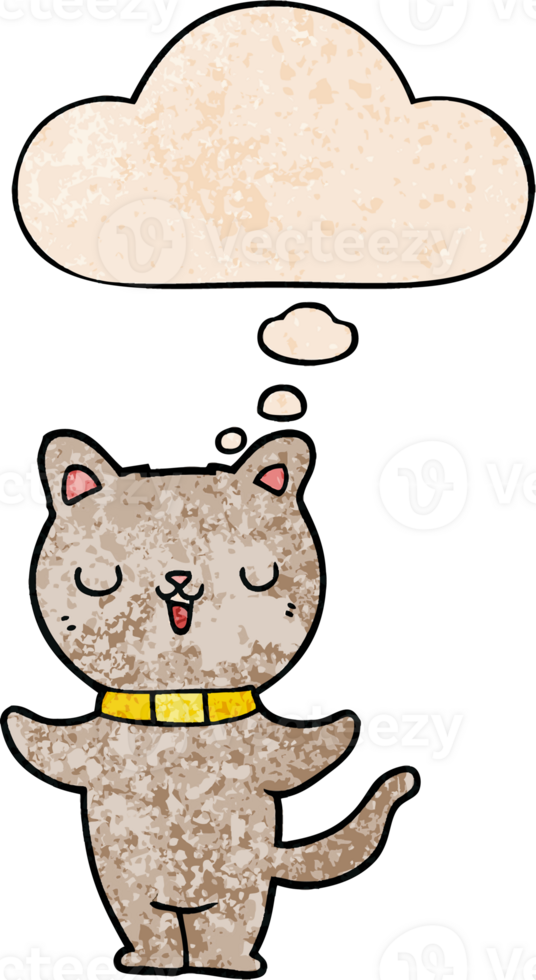 cartone animato gatto con pensato bolla nel grunge struttura stile png