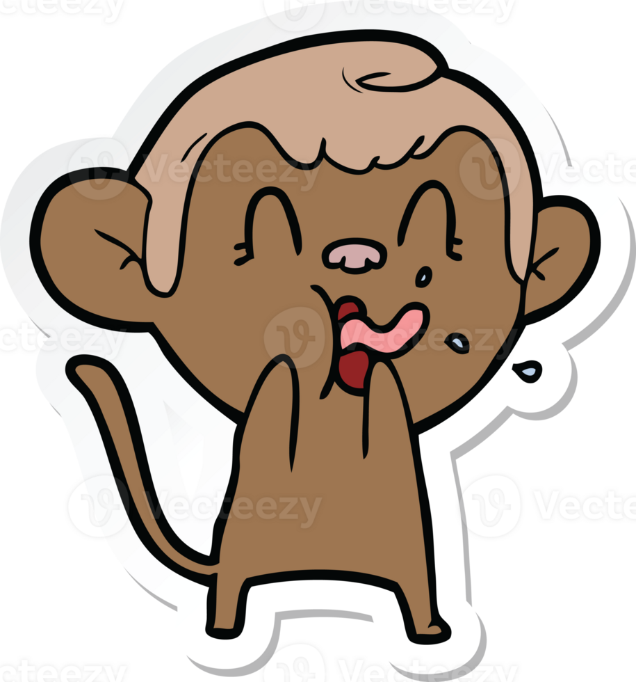 sticker of a crazy cartoon monkey png