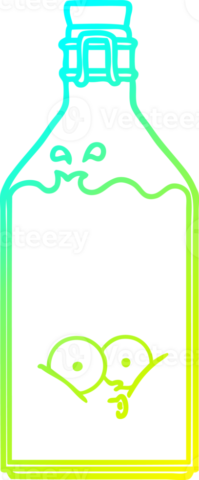 cold gradient line drawing of a cartoon old bottle png