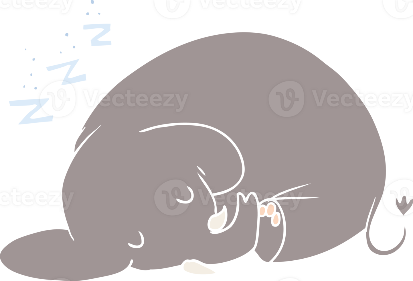 flat color style cartoon sleeping elephant png