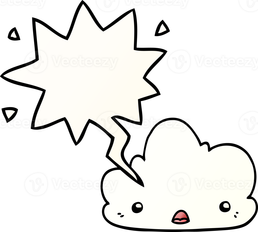 cute cartoon cloud with speech bubble in smooth gradient style png