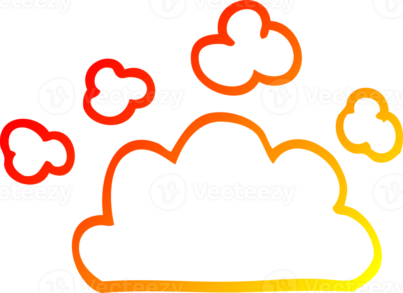 warm gradient line drawing of a cartoon weather cloud png