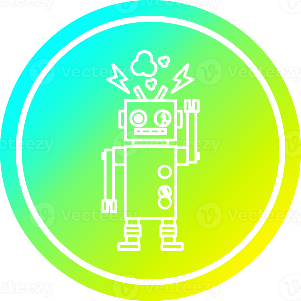 malfunctioning robot circular icon with cool gradient finish png