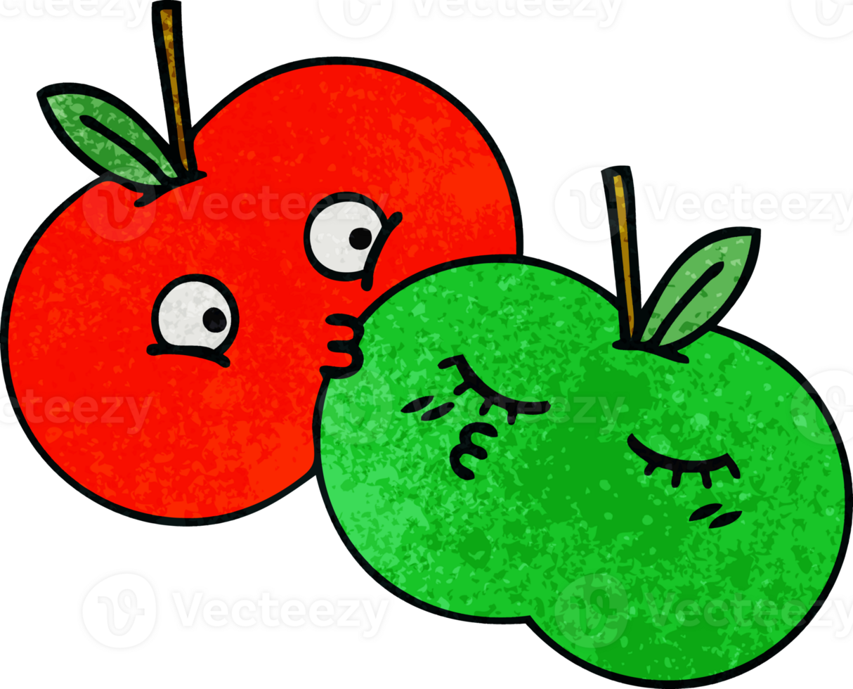retro grunge texture cartoon of a apples png