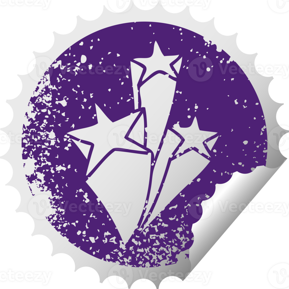 distressed circular peeling sticker quirky symbol stars png