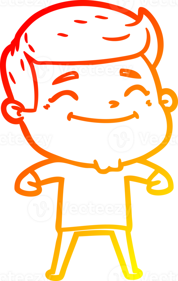 warm gradient line drawing of a happy cartoon man png