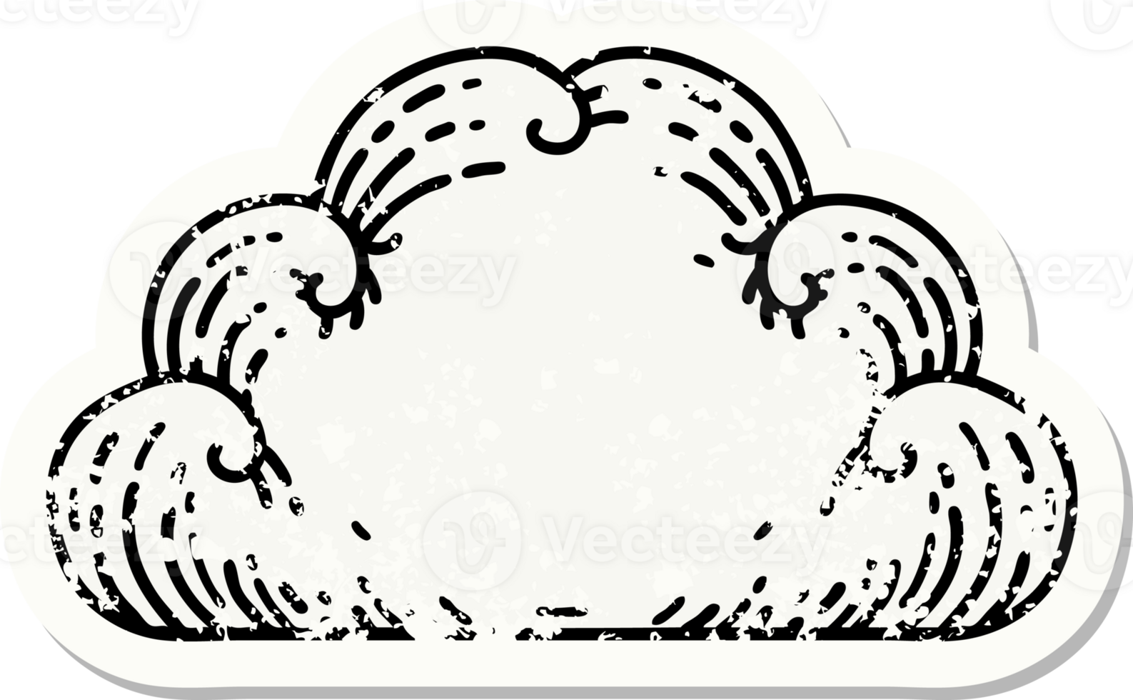 distressed sticker tattoo in traditional style of a cloud png