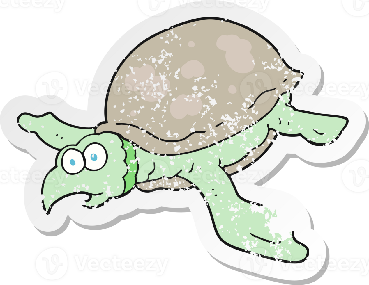retro distressed sticker of a cartoon turtle png