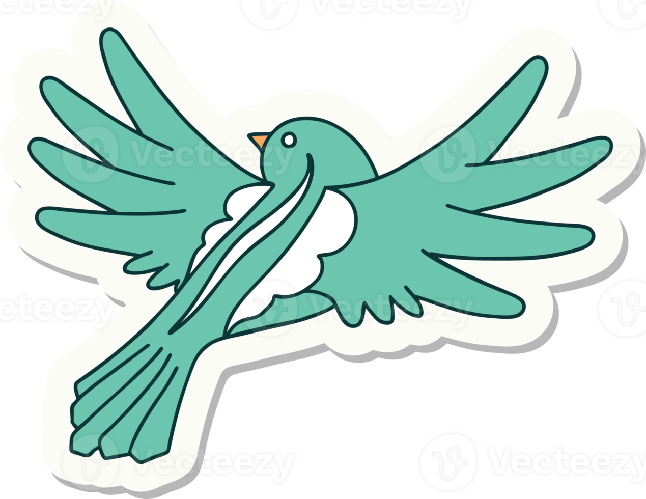 sticker of tattoo in traditional style of a flying bird png