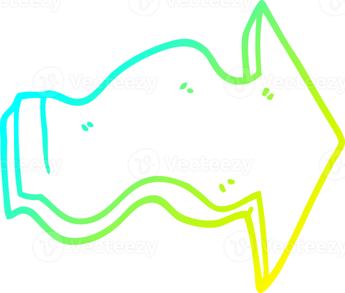 cold gradient line drawing of a cartoon pointing arrow png