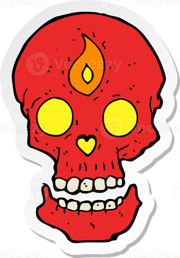 sticker of a cartoon mystic skull png