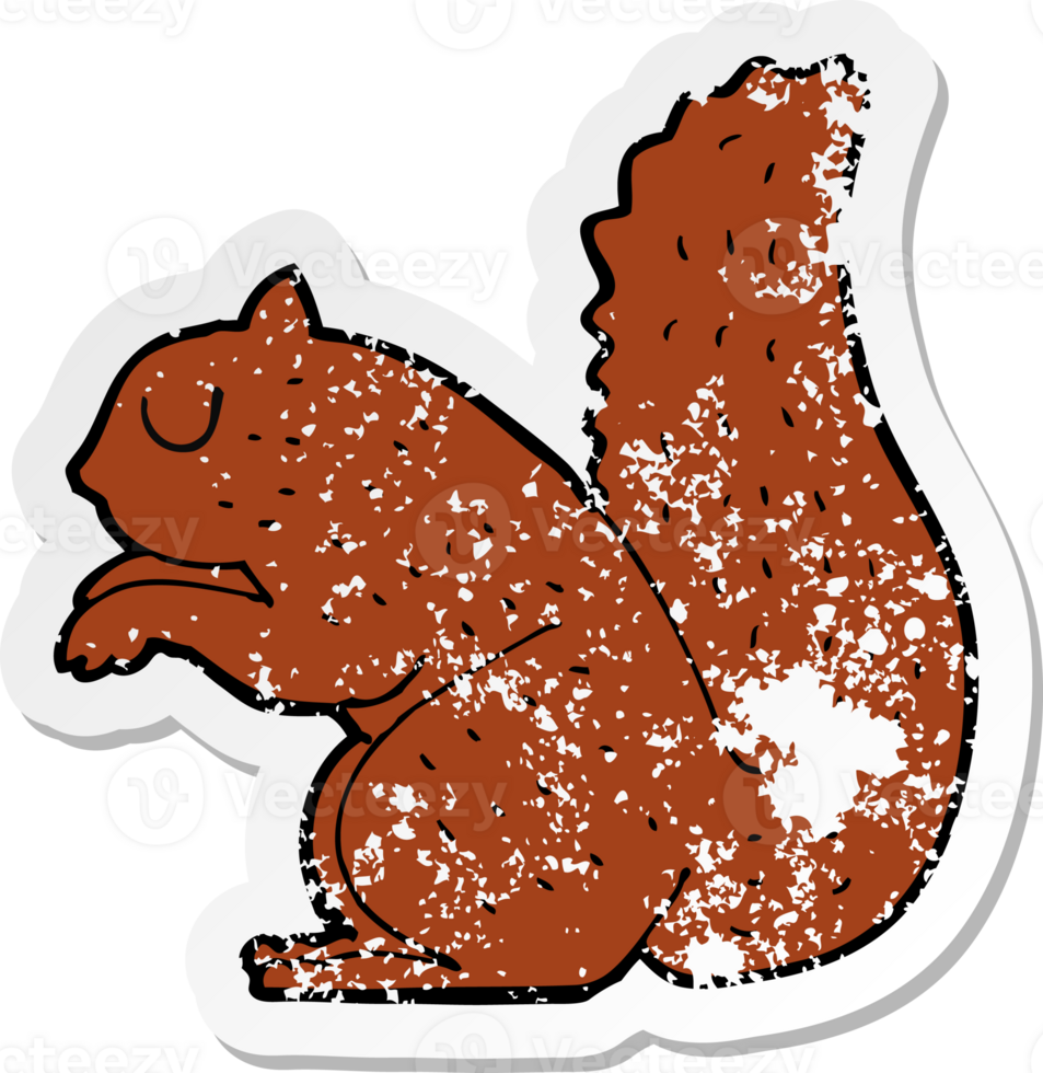 retro distressed sticker of a cartoon squirrel png