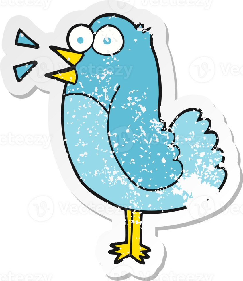 retro distressed sticker of a cartoon bird png