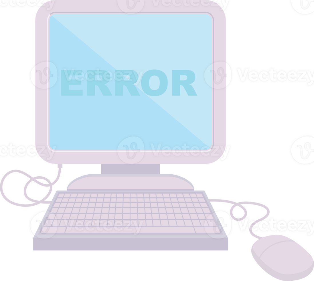 Flat colour illustration of a computer error png