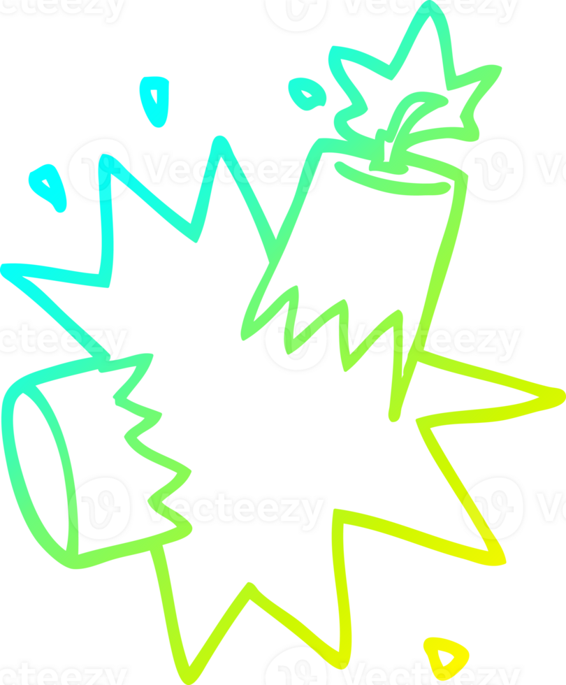 cold gradient line drawing of a cartoon dynamite png