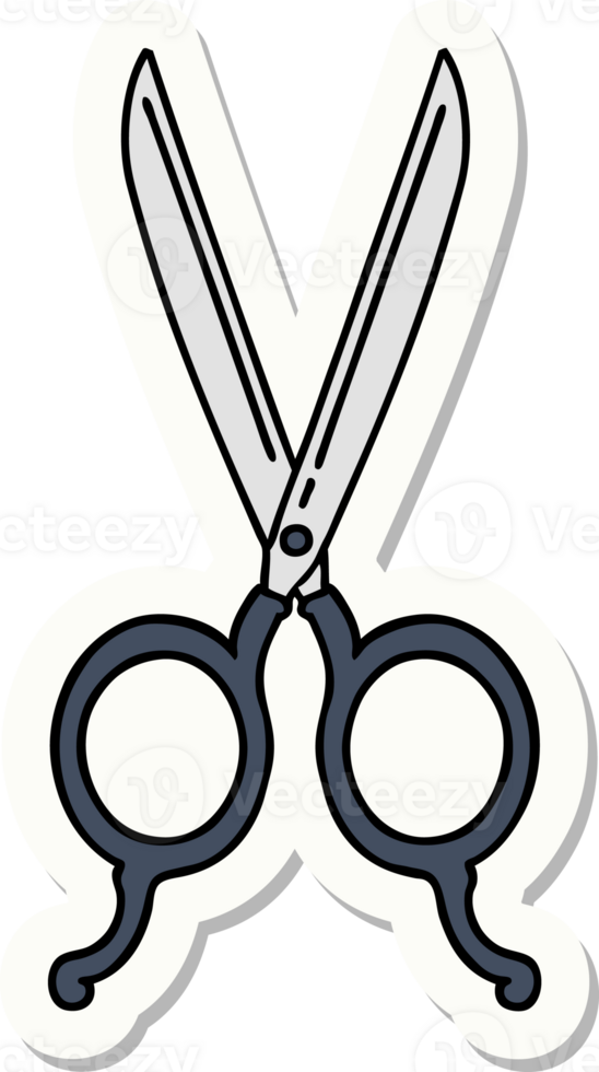 sticker of tattoo in traditional style of barber scissors png