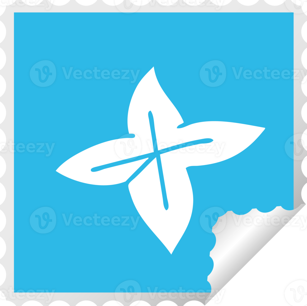 square peeling sticker cartoon of a autumn leaf png