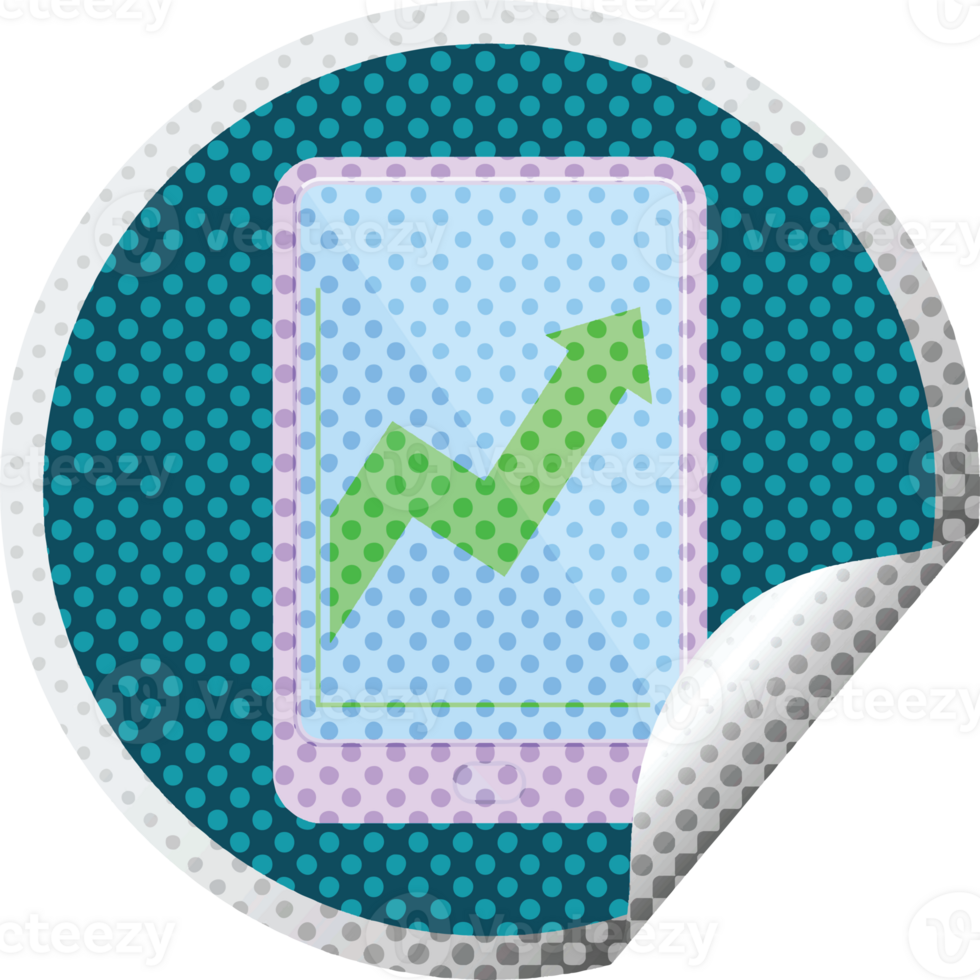 electronic tablet showing business performance graphic   illustration circular sticker png