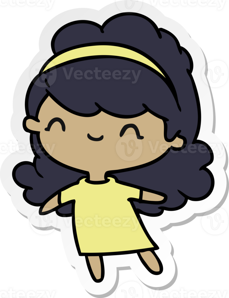 sticker cartoon illustration kawaii girl with head band png