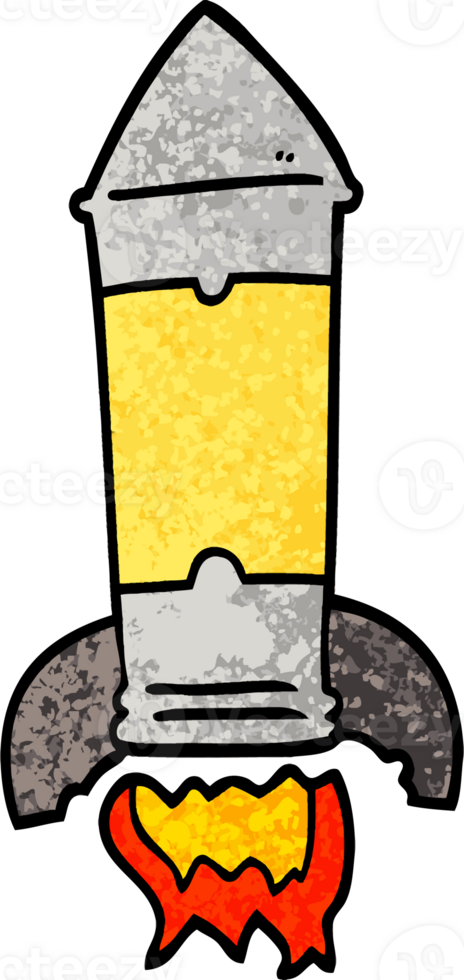 grunge textured illustration cartoon rocket png