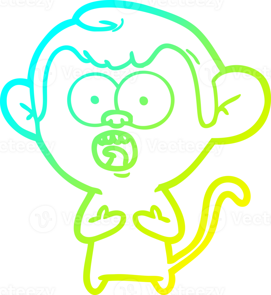 cold gradient line drawing of a cartoon shocked monkey png