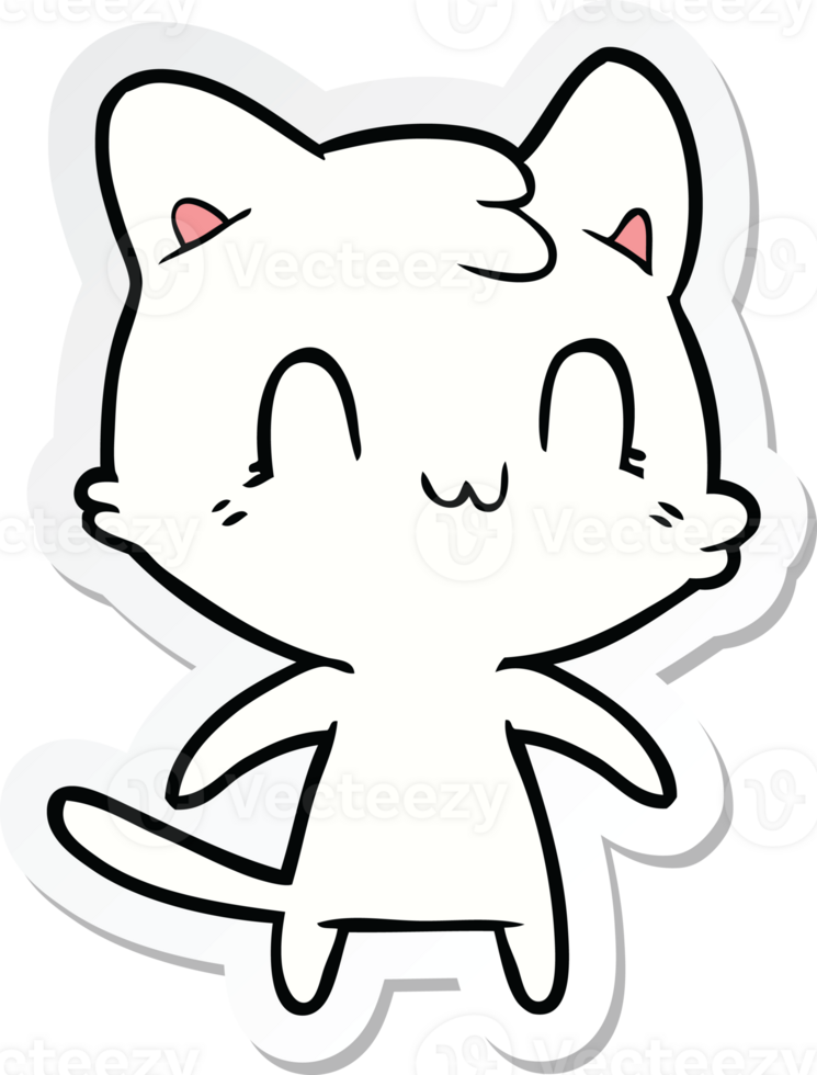 sticker of a cartoon happy cat png