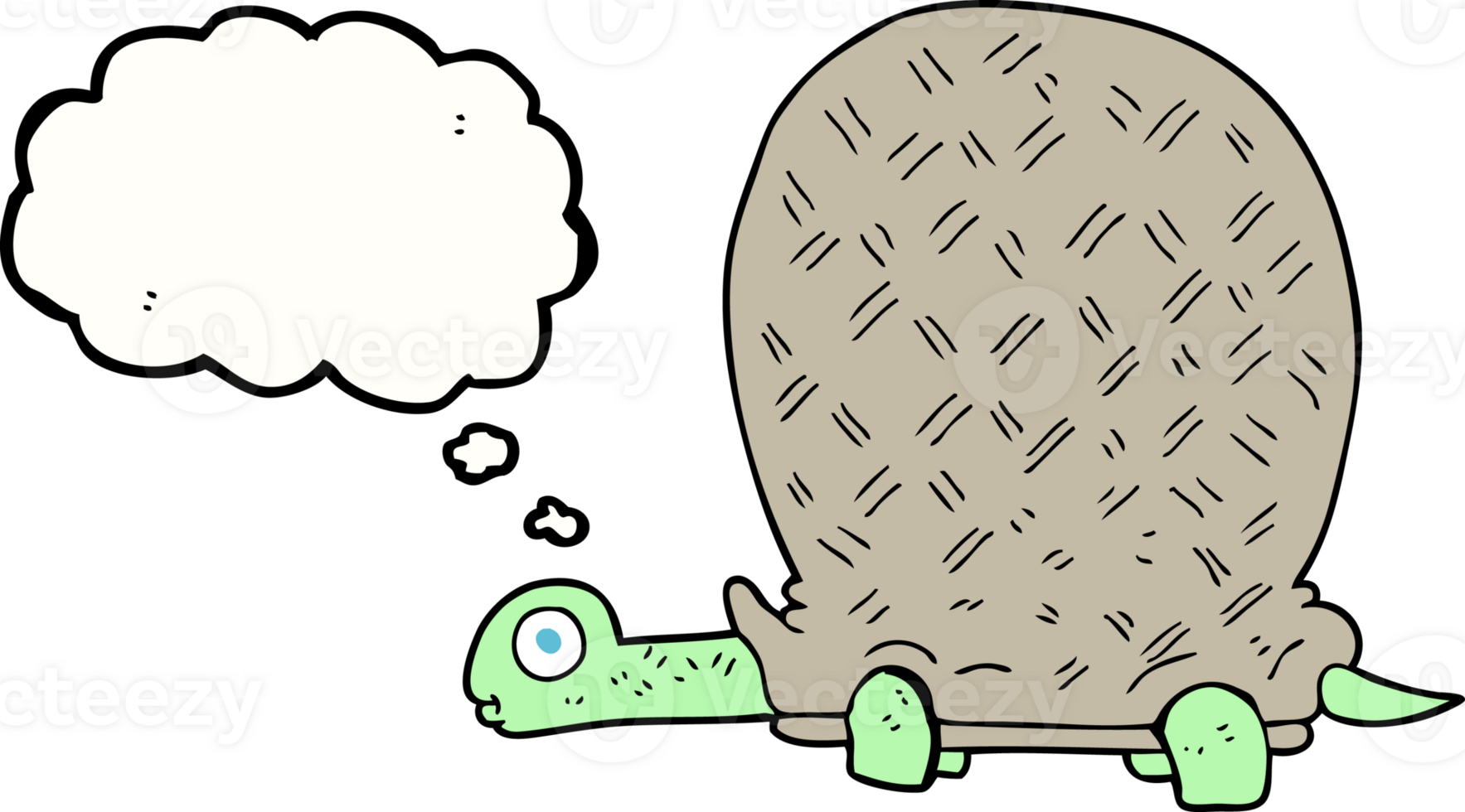 hand drawn thought bubble cartoon tortoise png