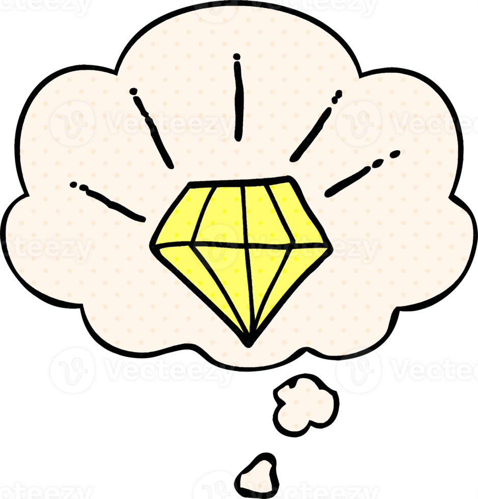 cartoon tattoo diamond with thought bubble in comic book style png