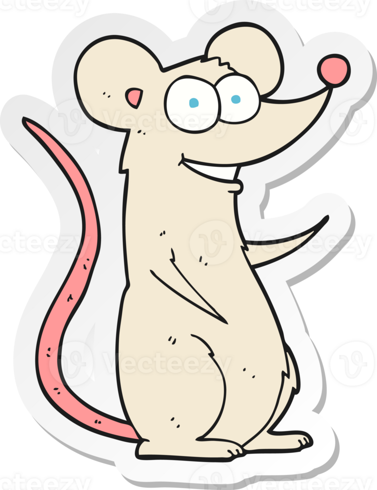 sticker of a cartoon happy mouse png