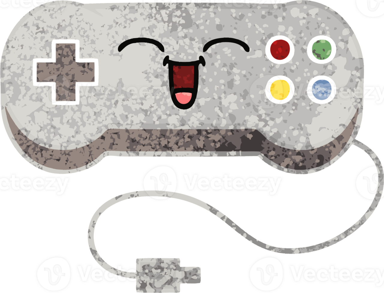 retro illustration style cartoon of a game controller png