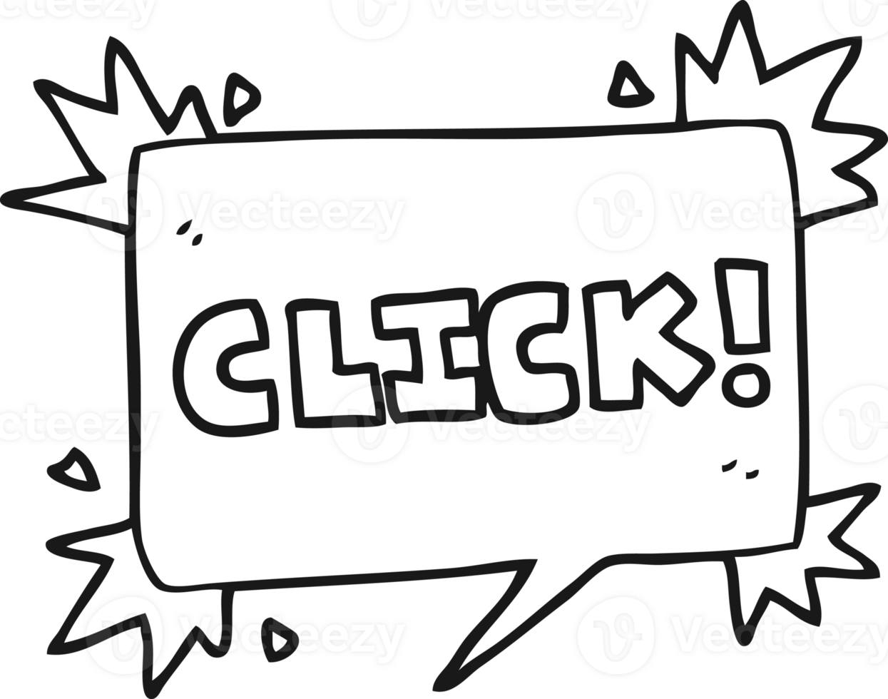 hand drawn black and white cartoon click sign png