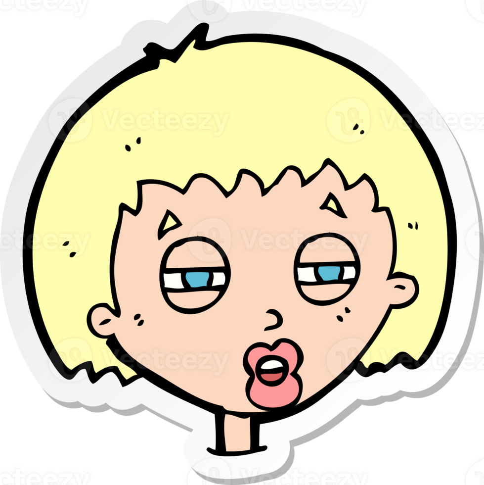 sticker of a cartoon woman narrowing eyes png