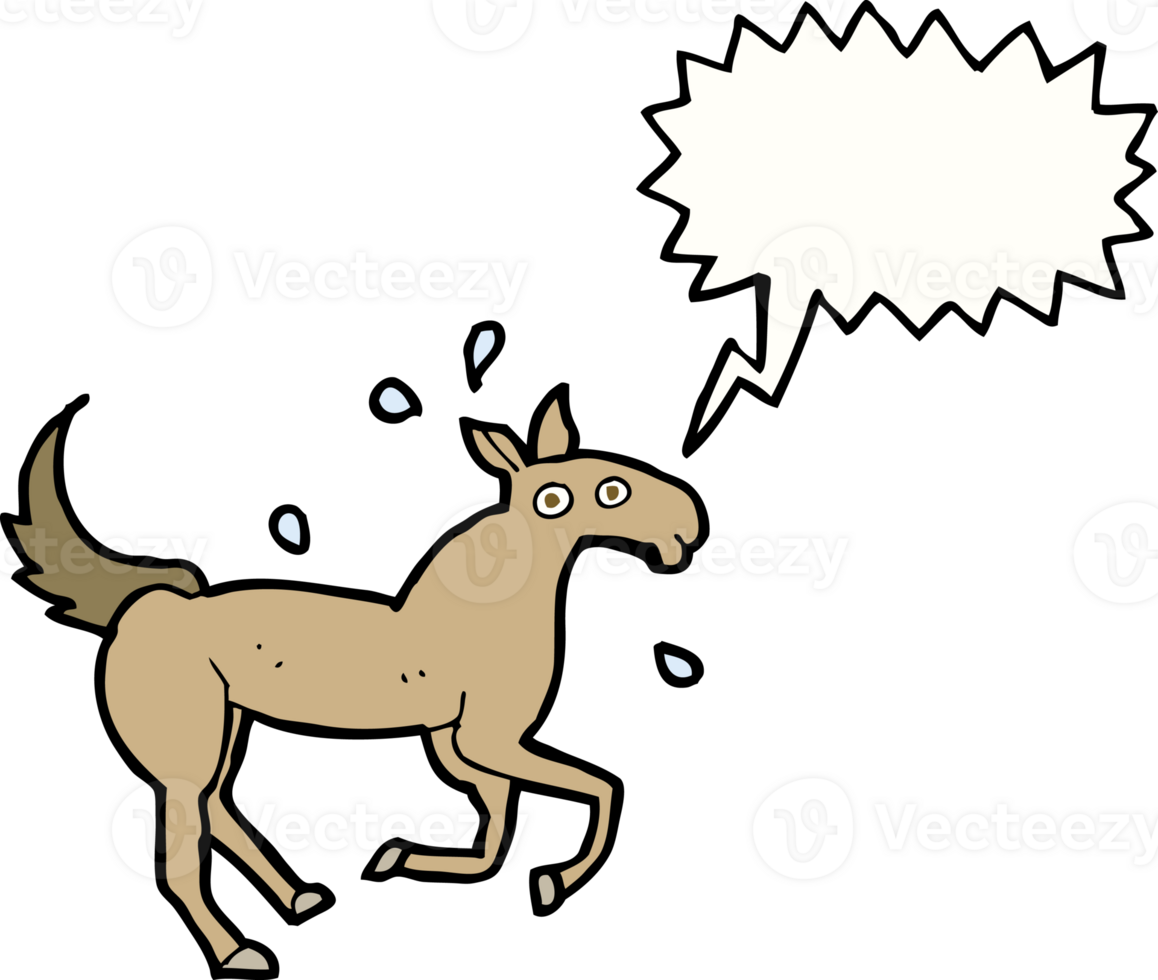 cartoon horse sweating with speech bubble png