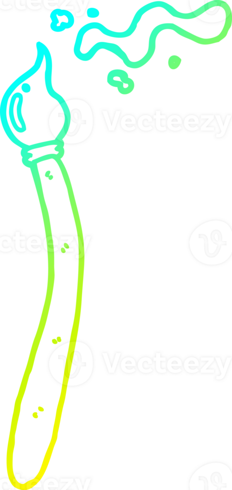cold gradient line drawing of a cartoon paint brush png