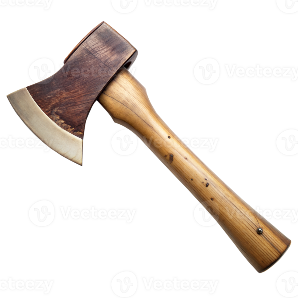Rustic wooden-handled axe isolated on transparent background png