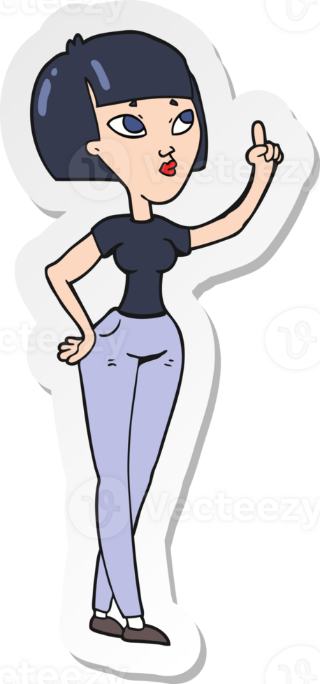 sticker of a cartoon woman asking question png
