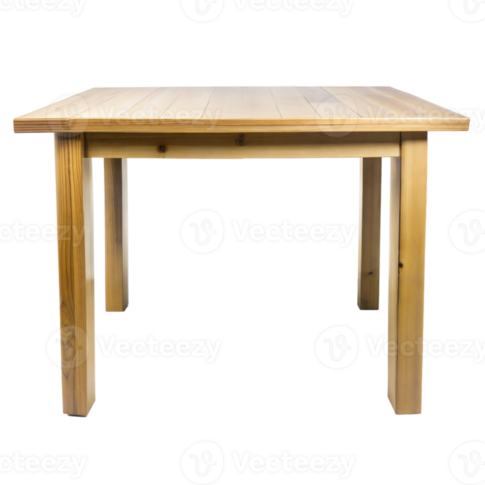 A square wooden table stands on a transparent background png