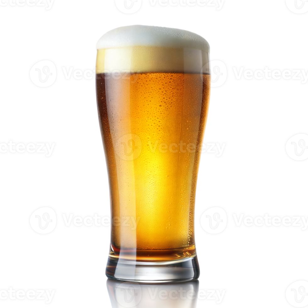 A cold, sparkling beer with a creamy foam top stands ready for a toast png