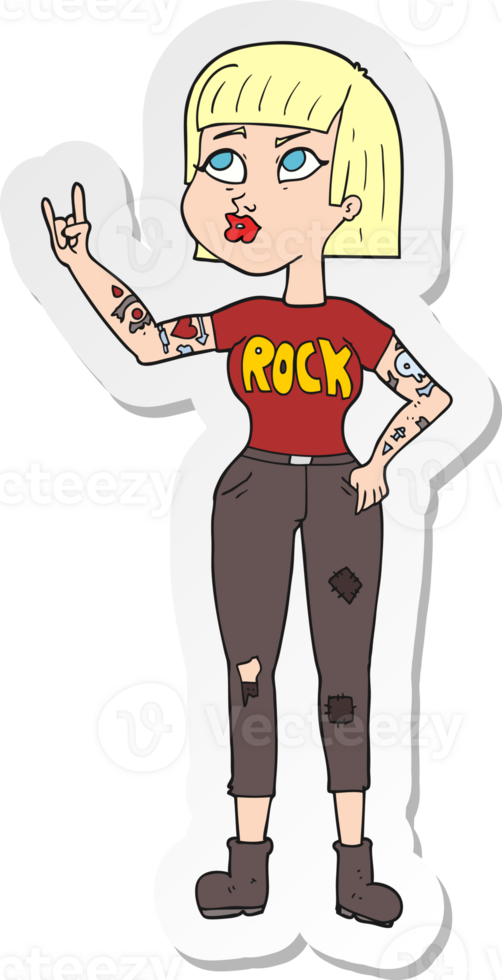 sticker of a cartoon rock girl png