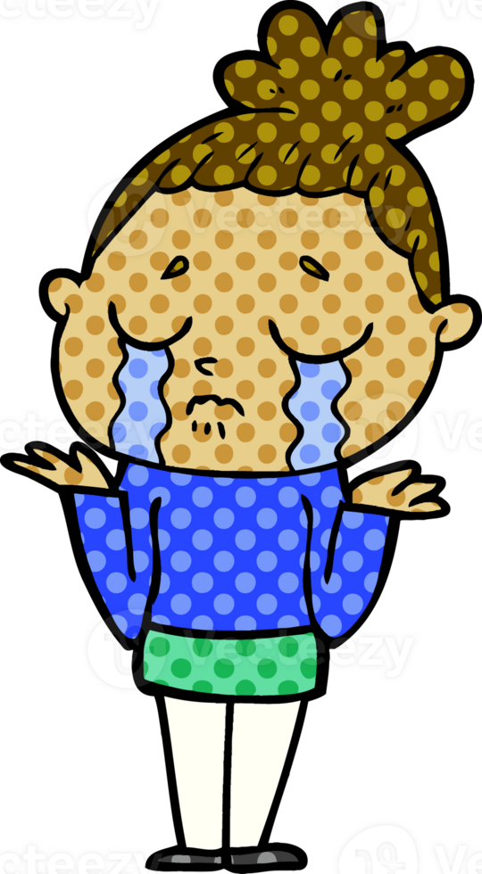 cartoon crying woman shrugging png