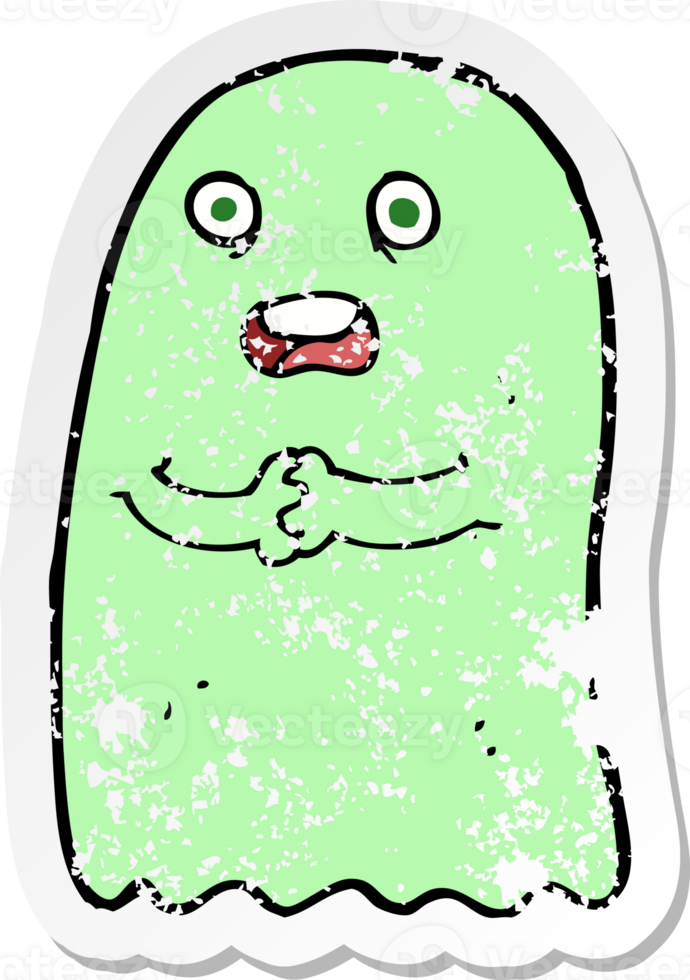 retro distressed sticker of a funny cartoon ghost png