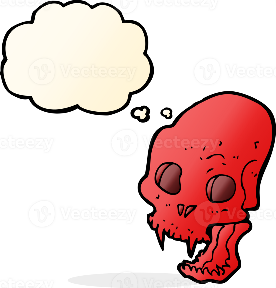 cartoon spooky vampire skull with thought bubble png