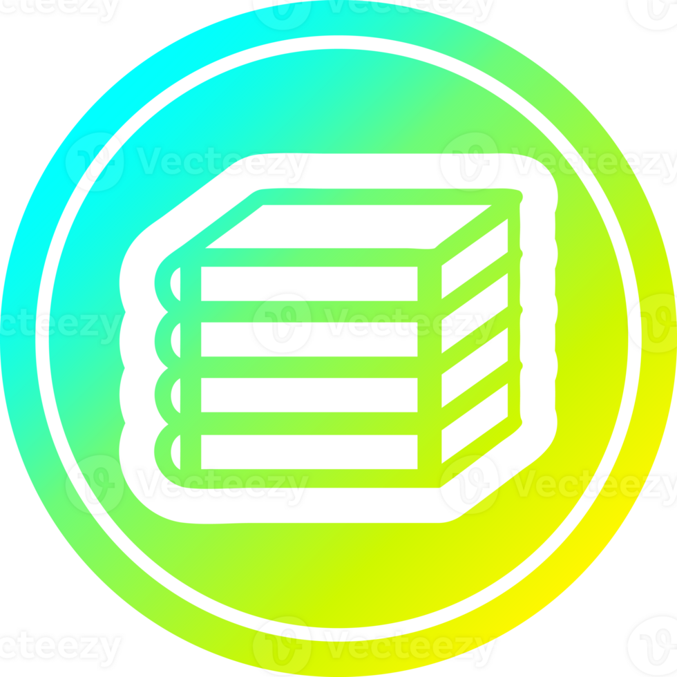 stack of books circular icon with cool gradient finish png