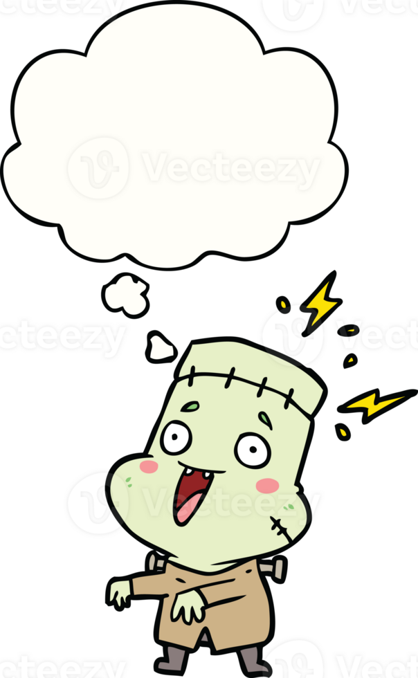 cartoon undead monster man with thought bubble png