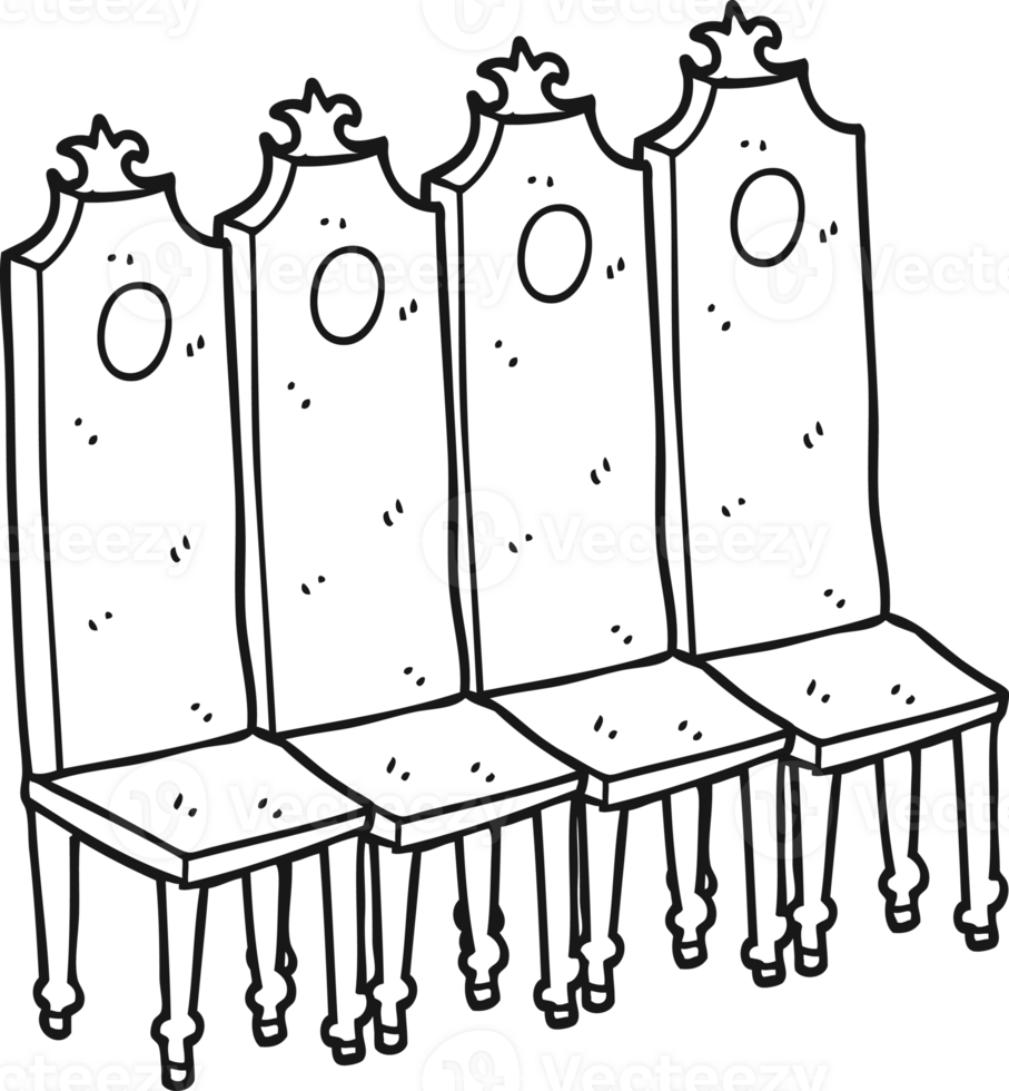 main tiré noir et blanc dessin animé fantaisie chaises png