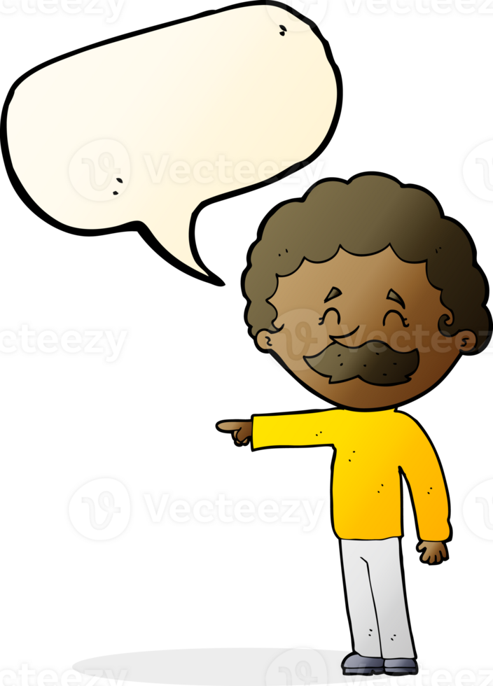 cartoon man with mustache pointing with speech bubble png