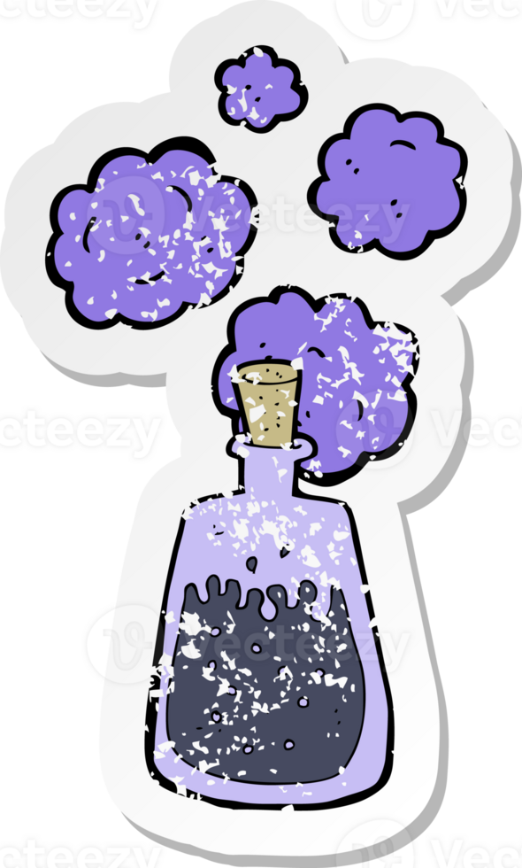retro distressed sticker of a cartoon magic potion png