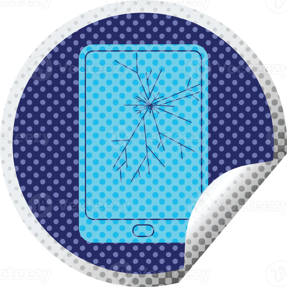 broken electronic tablet circular peeling sticker png
