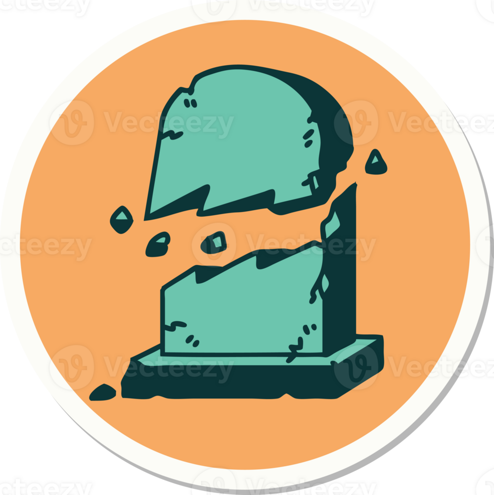 sticker of tattoo in traditional style of a broken grave stone png