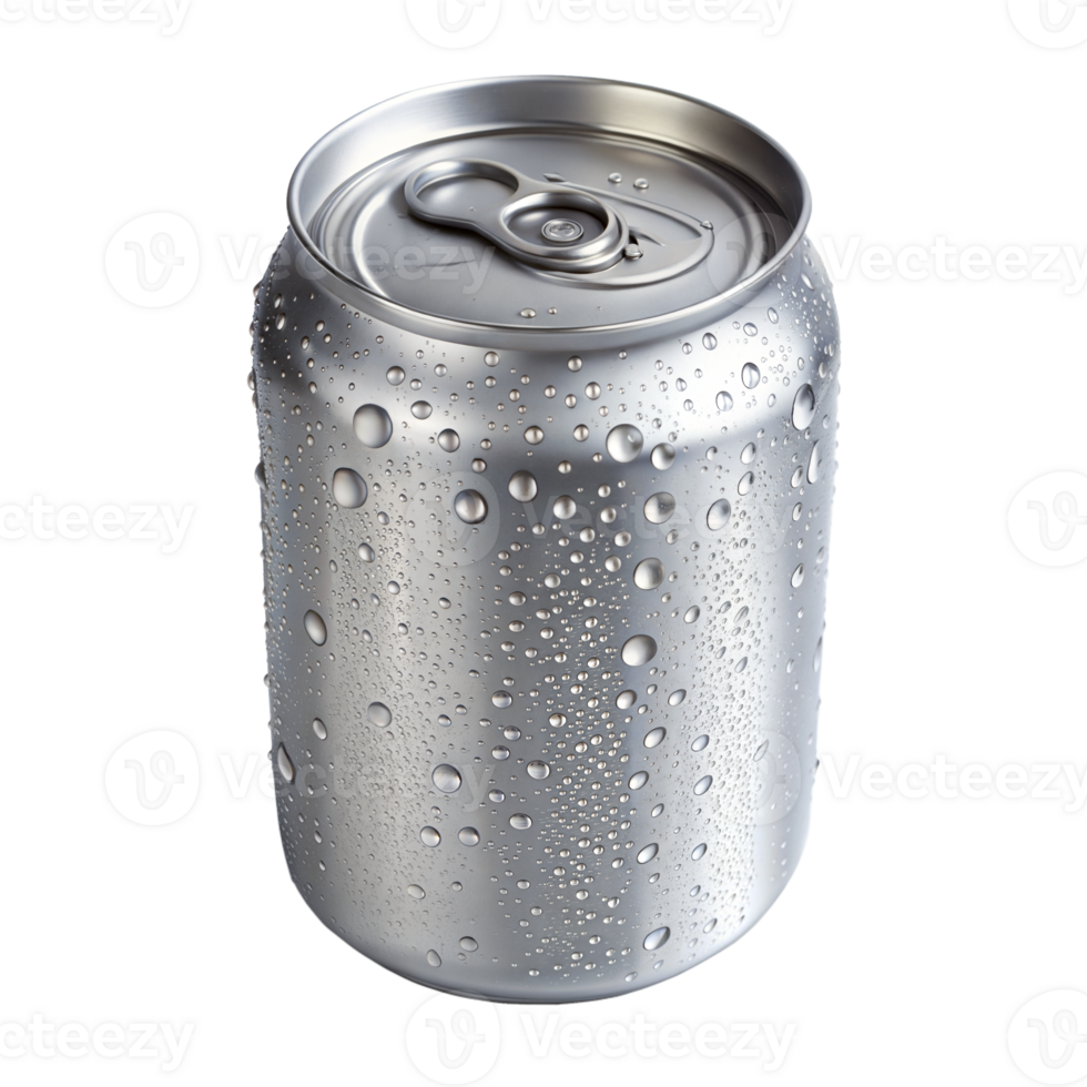Cold aluminum soda can with water droplets close-up png